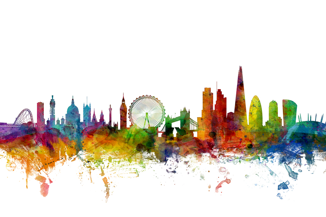 London city skyline cornichon encadrée toile wall art imprimé photo